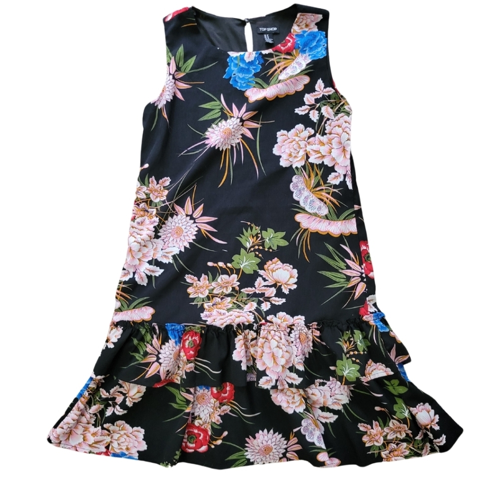 Topshop Layered Ruffle Floral Dress Sz Med